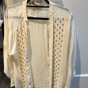 Sachin & Babi silk cream button down with detailing on front